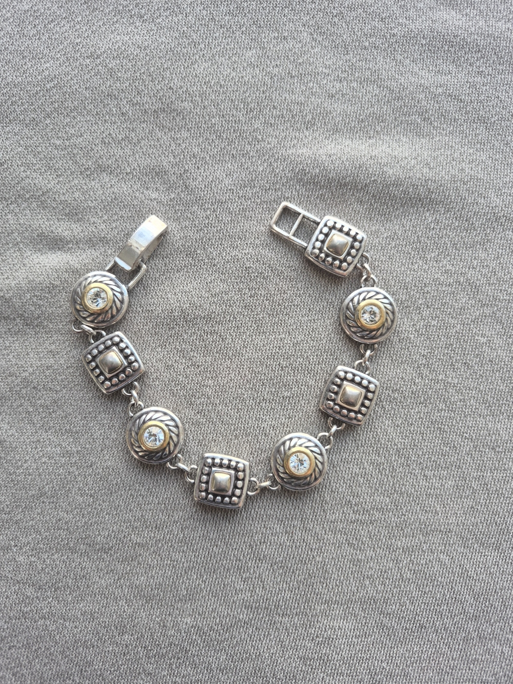 Brighton Two-Tone Silver and Gold Crystal Link Bracelet